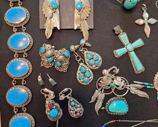 Native American Sterling Silver Jewelry Closeup