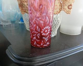 Rare fenton fern and flower tumbler