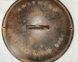 GRISWOLD CAST IRON #10 TITE TOP DUTCH OVEN LID