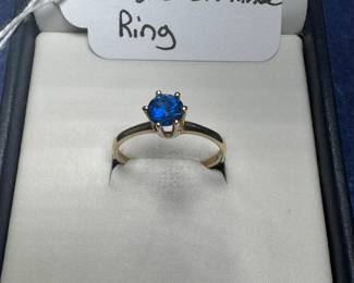 10K GOLD AND BLUE BIRTHSTONE RING