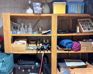 Assorted household items, glassware, and garage miscellaneous