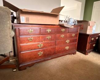 Cherry sideboard buffet with brass hardware