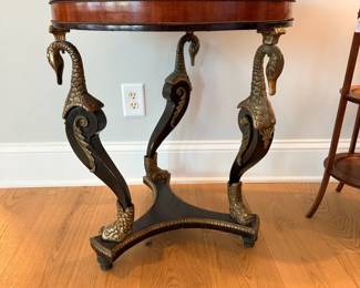 Antique Empire round table bronze swan legs