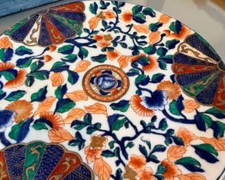 Large Imari porcelain charger blue orange floral