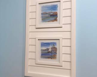 Nautical sailboat framed wall art set