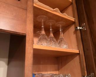 Wine glasses, stemware, and kitchen cabinet contents