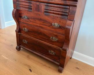 Antique cherry chest of drawers with brass hardware