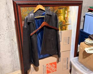 Wood wardrobe armoire with clothing