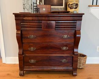 Antique Empire mahogany chest of drawers dresser