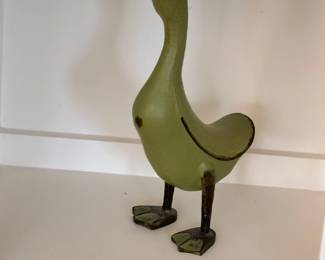 Folk art carved duck decoy figurine