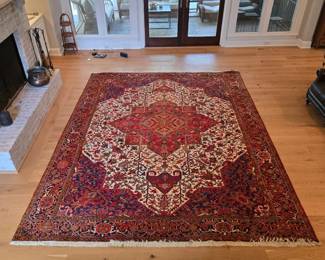 Large Persian red medallion area rug