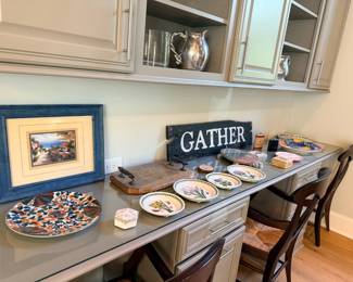 Decorative plates Gather sign framed art kitchen desk