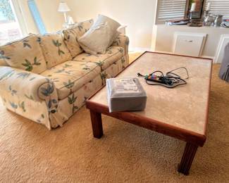 Cherry wood coffee table with lower shelf