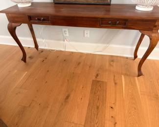 Traditional cherry console table with drawers