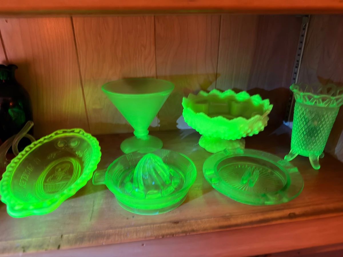 Vintage uranium vaseline glass collection