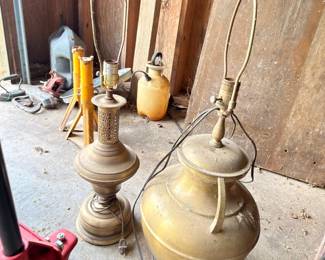 Vintage brass oil lamps and vessels collection