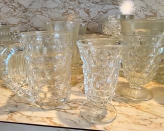 Cut crystal footed tumblers and pitcher set