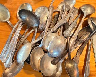 Antique silverplate and sterling silver spoons lot