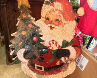 Vintage cardboard Santa Claus cutout decoration