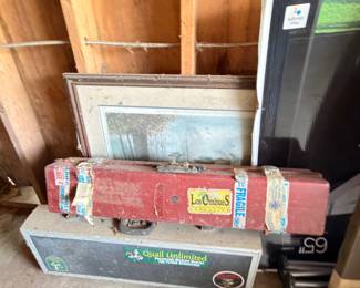 Vintage suitcases luggage with travel stickers