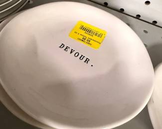Devour brand white ceramic serving bowl