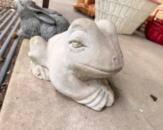 Concrete frog and animal garden statues, outdoor decor