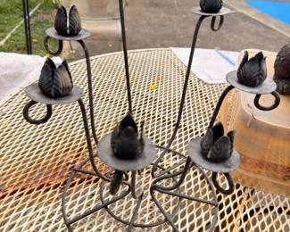 Black wrought iron candelabra candle holder