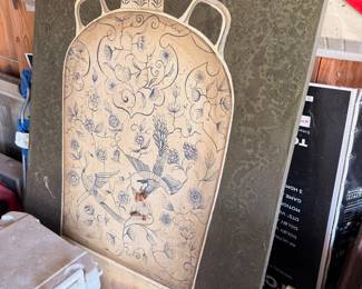 Large decorative ceramic platter with floral design