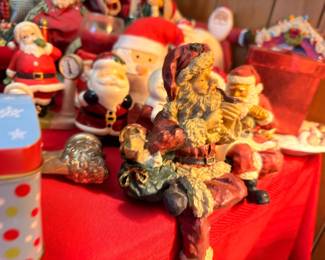 Resin Santa figurines, ceramic Christmas collectibles and holiday decor