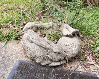 Concrete sleeping cat garden statue, yard art