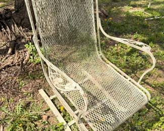 Vintage white wrought iron garden chair patio furniture