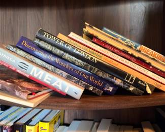 Coffee table books, cookbooks, travel and reference books
