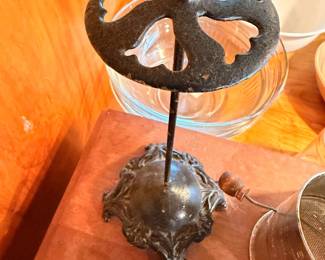 Cast iron bird figurine candle holder stand