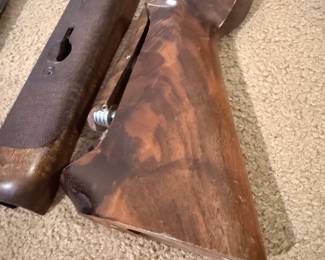 Vintage walnut gun stock with pistol grip detail