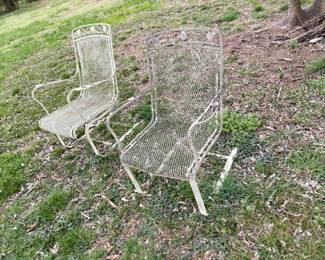 Vintage white wrought iron patio chair