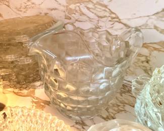 Clear glass punch cups and small serving bowls