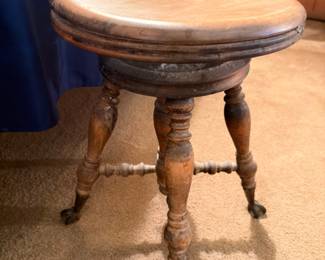 Antique piano stool claw ball feet turned legs