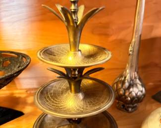 Ornate brass tiered serving stand epergne