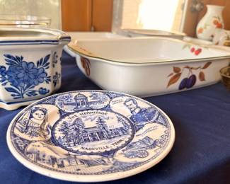 The Hermitage Nashville commemorative plate, Andrew Jackson, blue and white