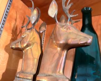 Brass deer figurines, pair