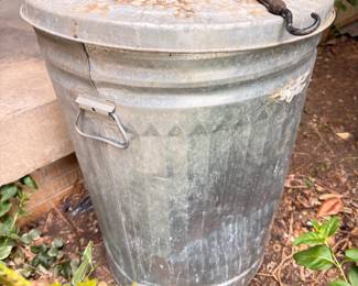 Galvanized metal bucket with lid vintage