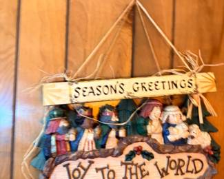 Seasons Greetings and Joy to the World Christmas wall hangings