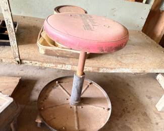 Vintage industrial metal shop stool swivel seat