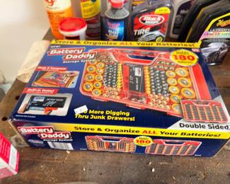 Battery Daddy organizer and garage supplies