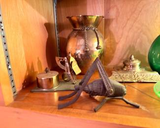 Antique copper and brass metalware collection