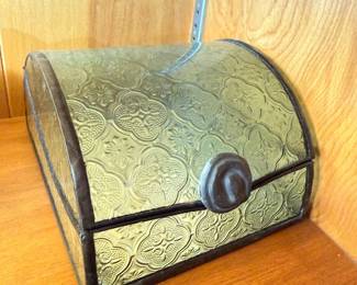 Vintage brass embossed treasure chest trinket box