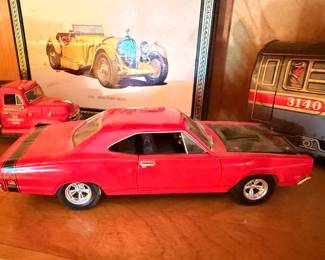 Die-cast model classic muscle car, red