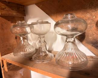 Vintage clear glass oil lamps kerosene pedestal base