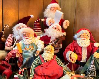 Large Santa Claus doll collection, decorative Christmas figures