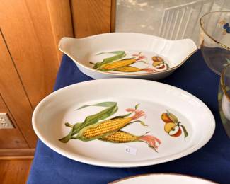 Hand-painted corn serving dish and decorative plates